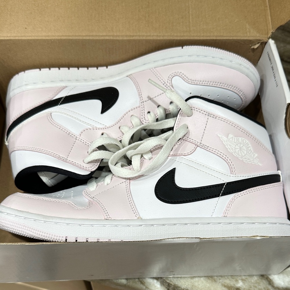 Nike Pink and White High-Top Sneakers